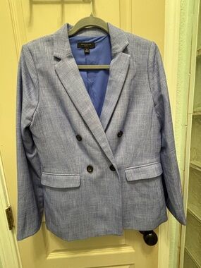 Ann Taylor Chambray Blue Double-Breasted Blazer Size 8P